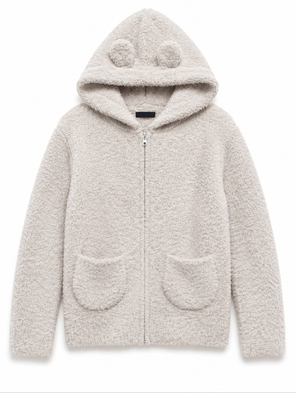 POL Cream Teddy Zip-Up Hoodie with Ear Details